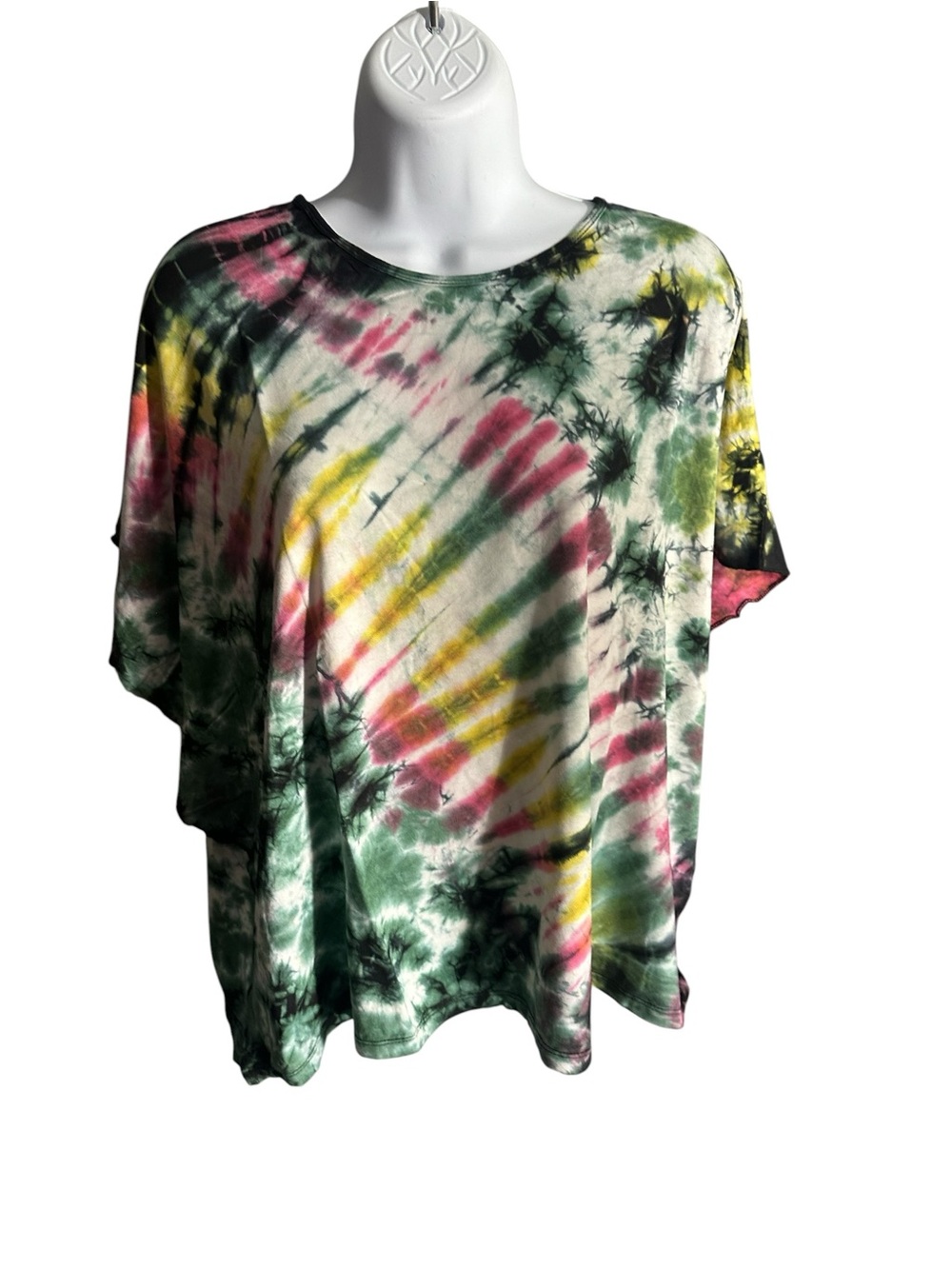 Sacred Threads Colorful Tie-Dye Short Sleeve Tee. 212/7.  TURQ 01
